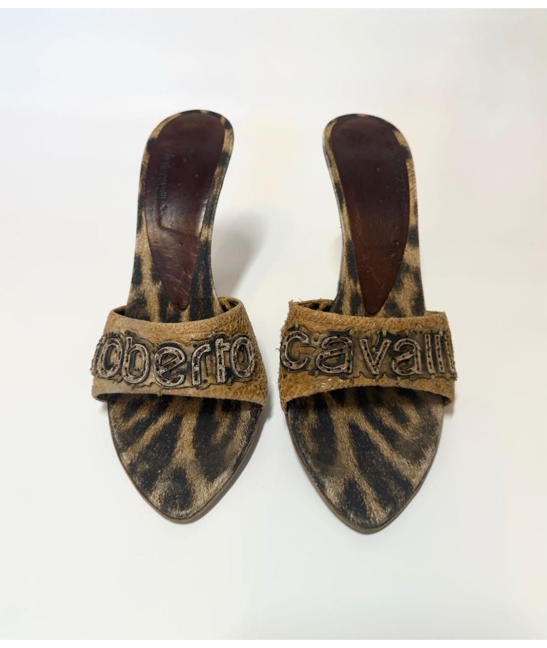 ROBERTO CAVALLI Коричневые кожаные туфли, фото 2