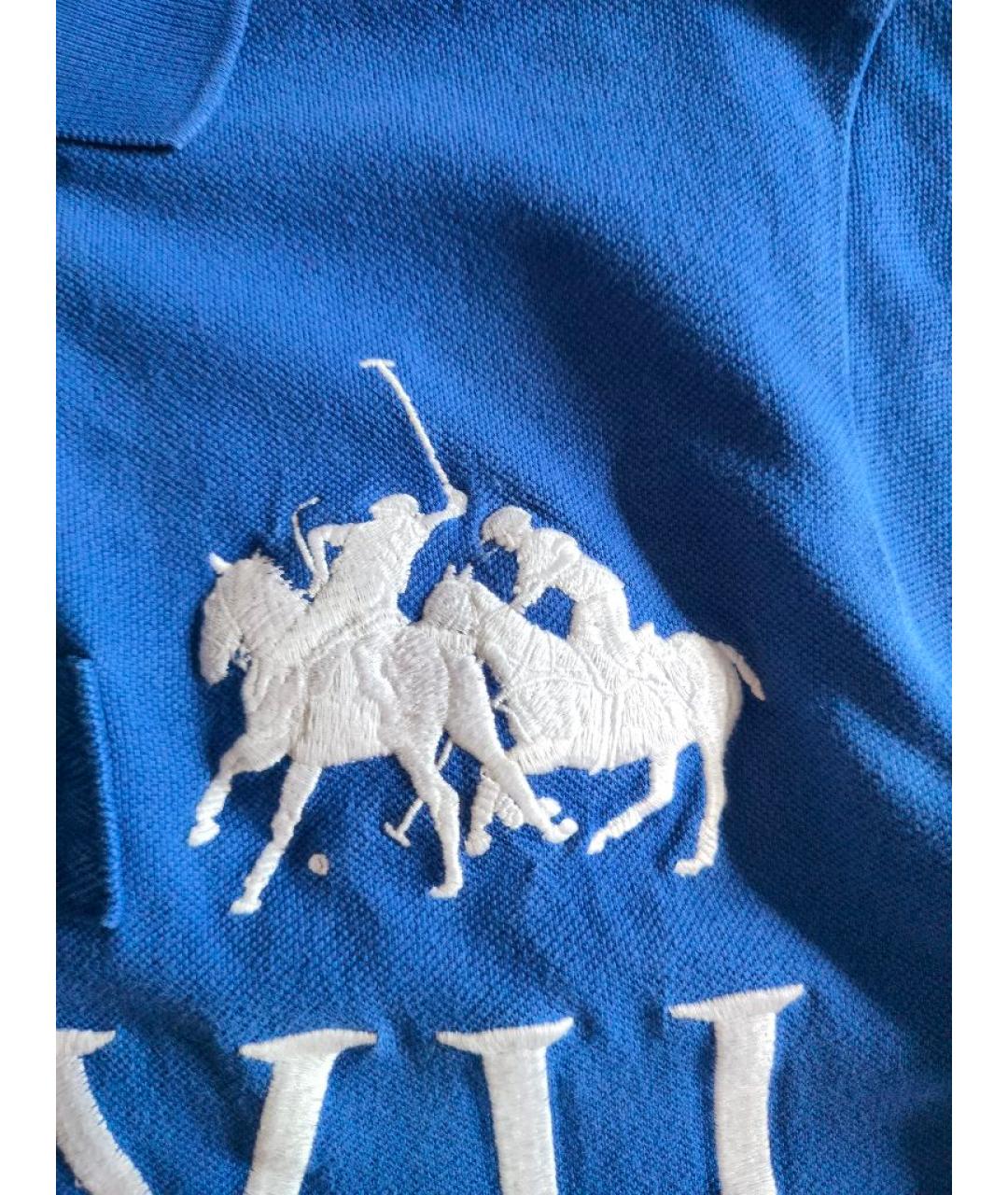 POLO RALPH LAUREN Синее хлопковое поло с коротким рукавом, фото 5
