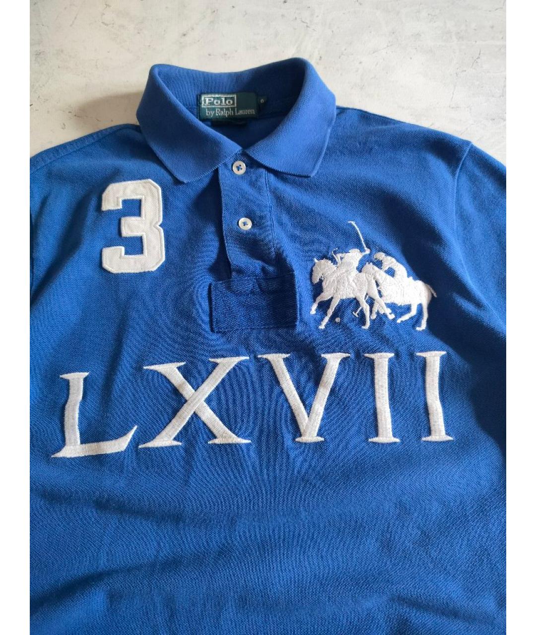 POLO RALPH LAUREN Синее хлопковое поло с коротким рукавом, фото 3