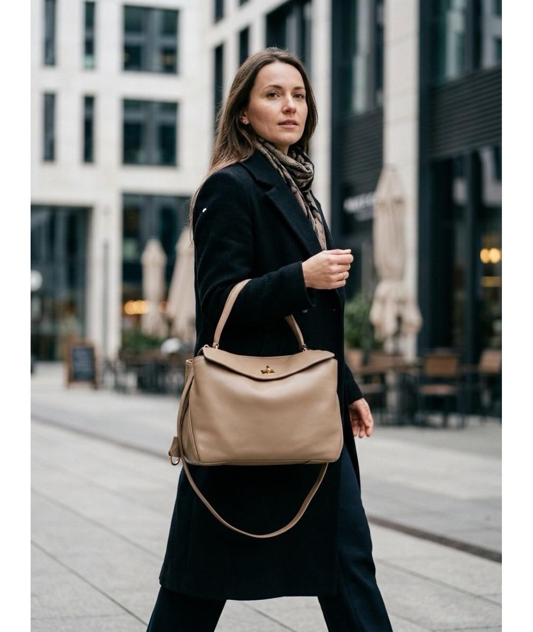 BALENCIAGA Бежевая кожаная сумка через плечо, фото 5