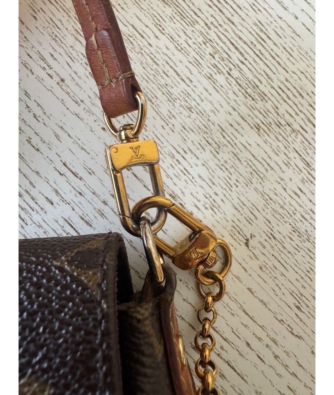 LOUIS VUITTON Коричневая кожаная сумка через плечо, фото 5