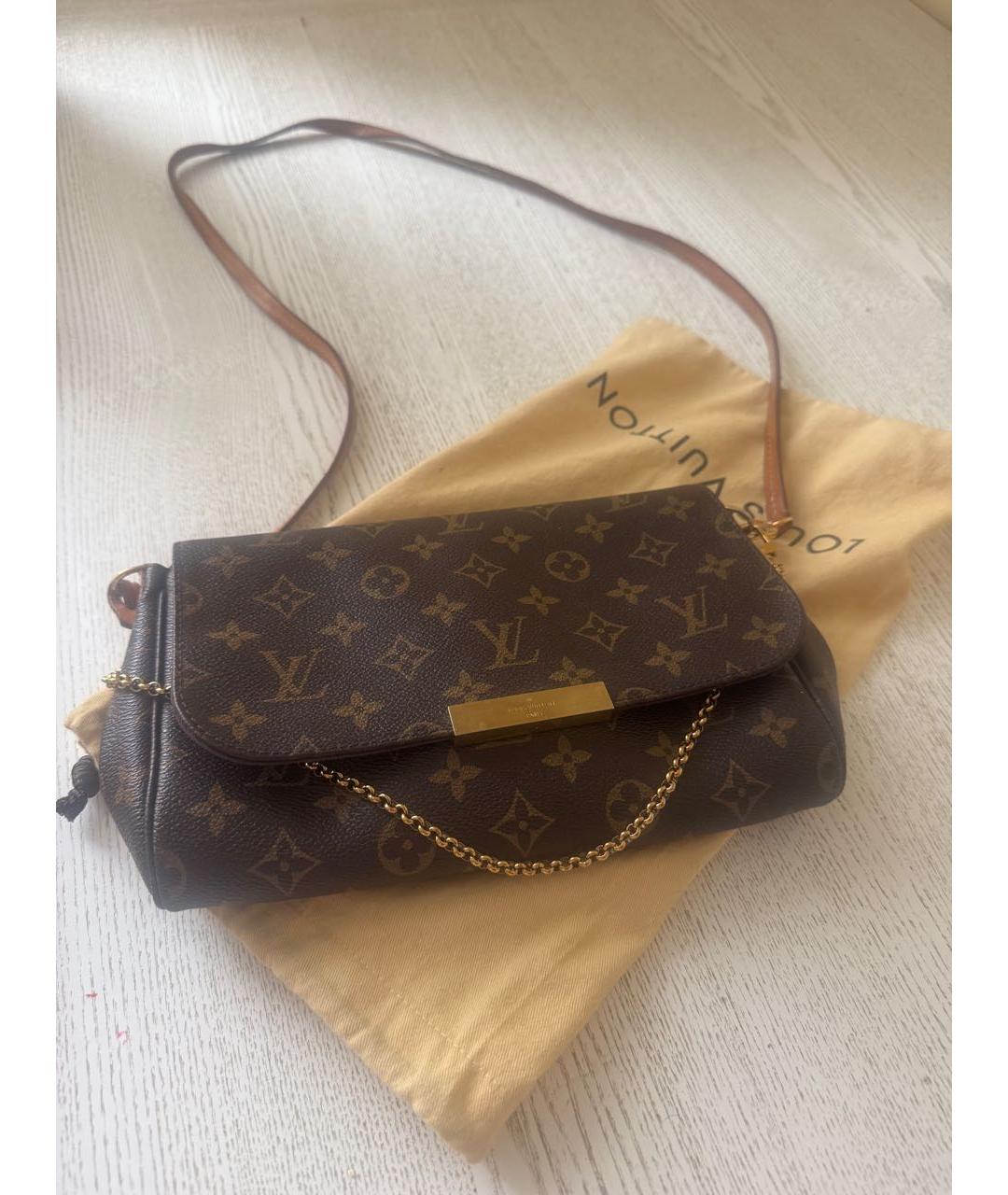 LOUIS VUITTON Коричневая кожаная сумка через плечо, фото 6
