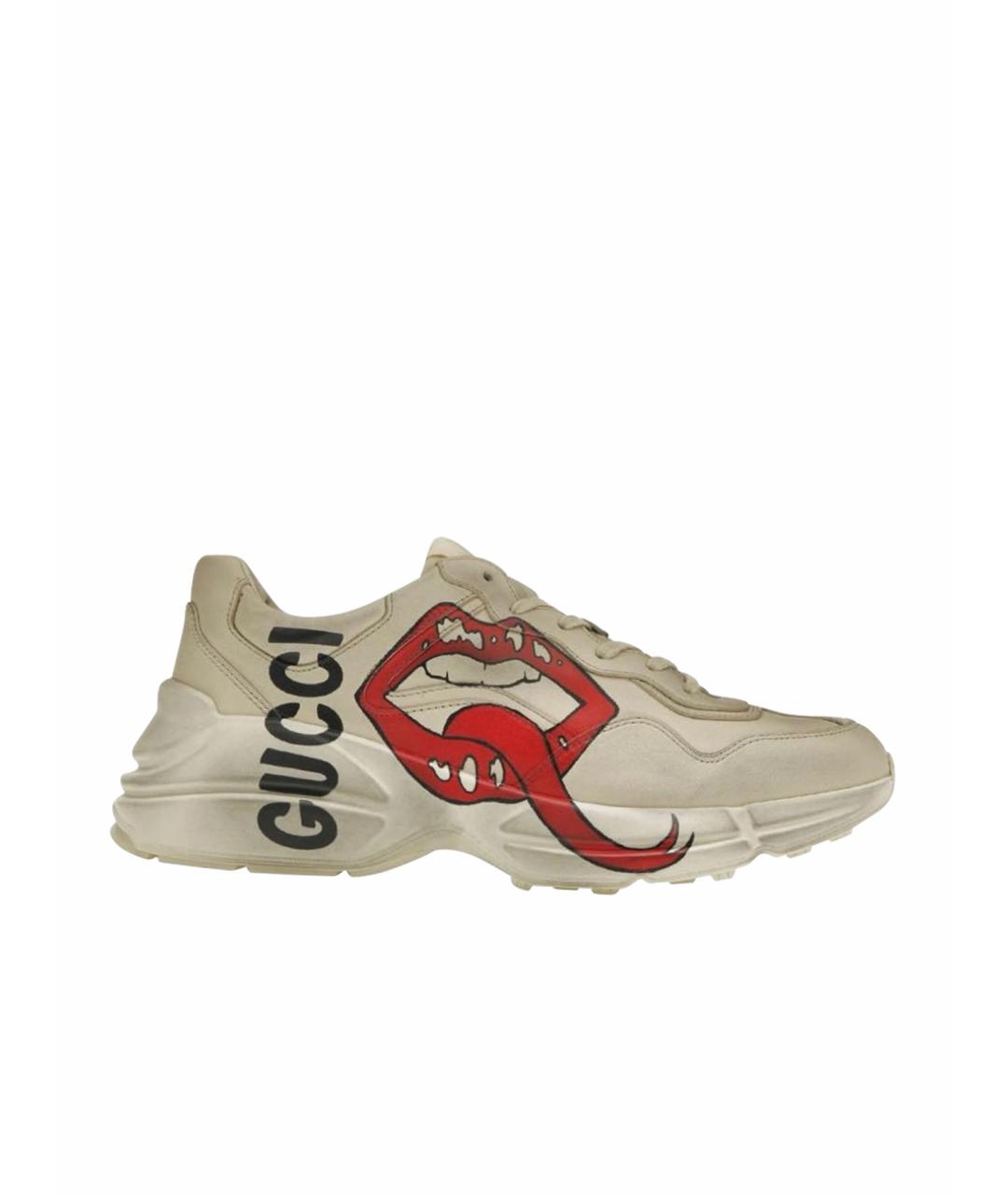 GUCCI Белые кожаные кроссовки, фото 1