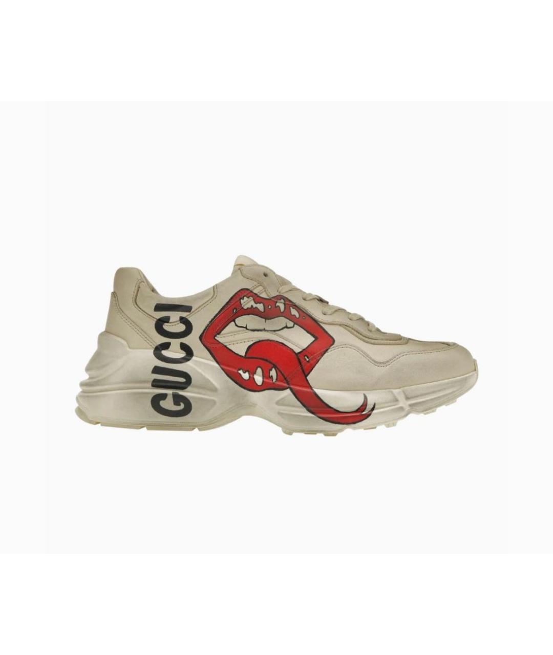 GUCCI Белые кожаные кроссовки, фото 9