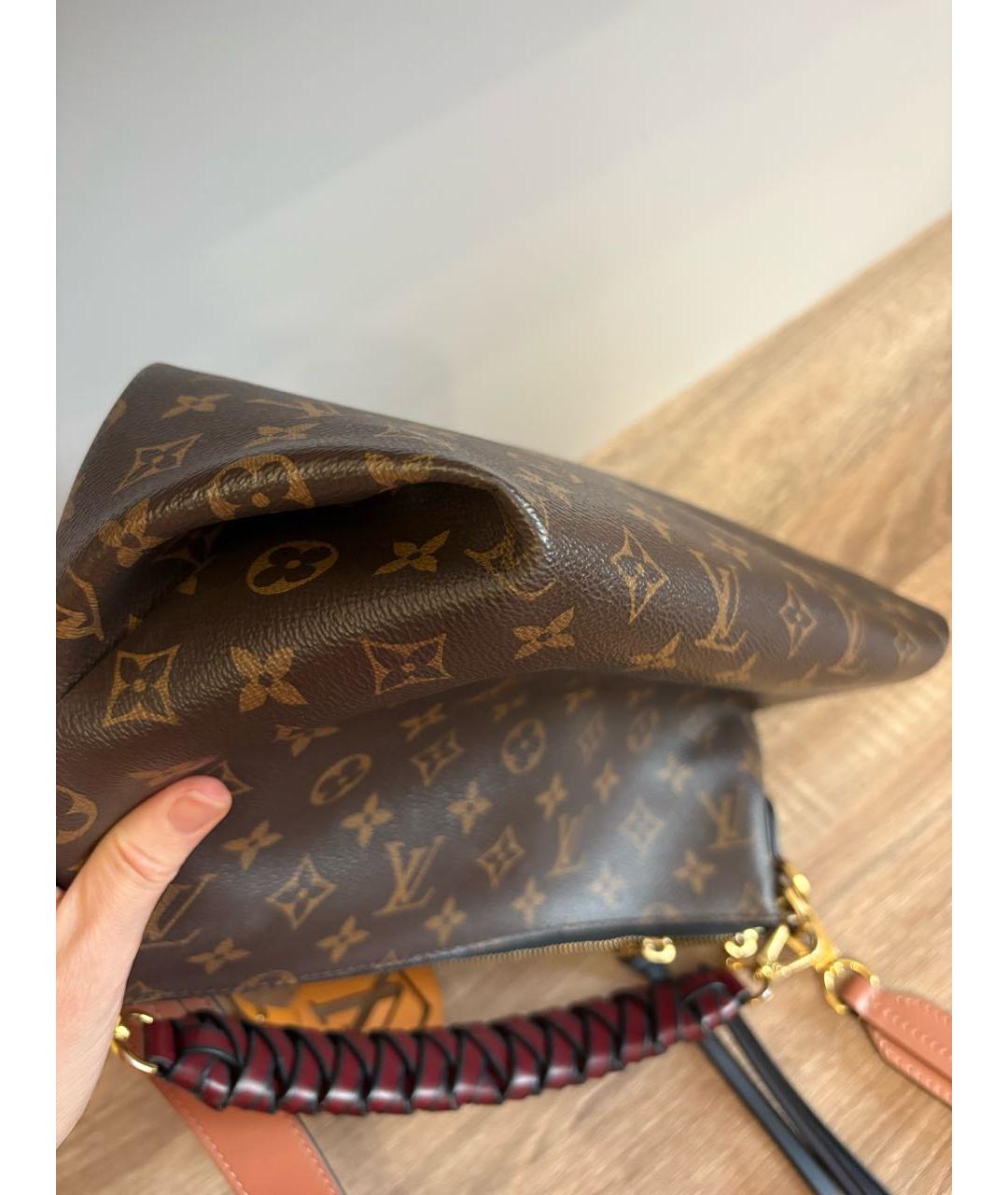 LOUIS VUITTON Коричневая кожаная сумка с короткими ручками, фото 7