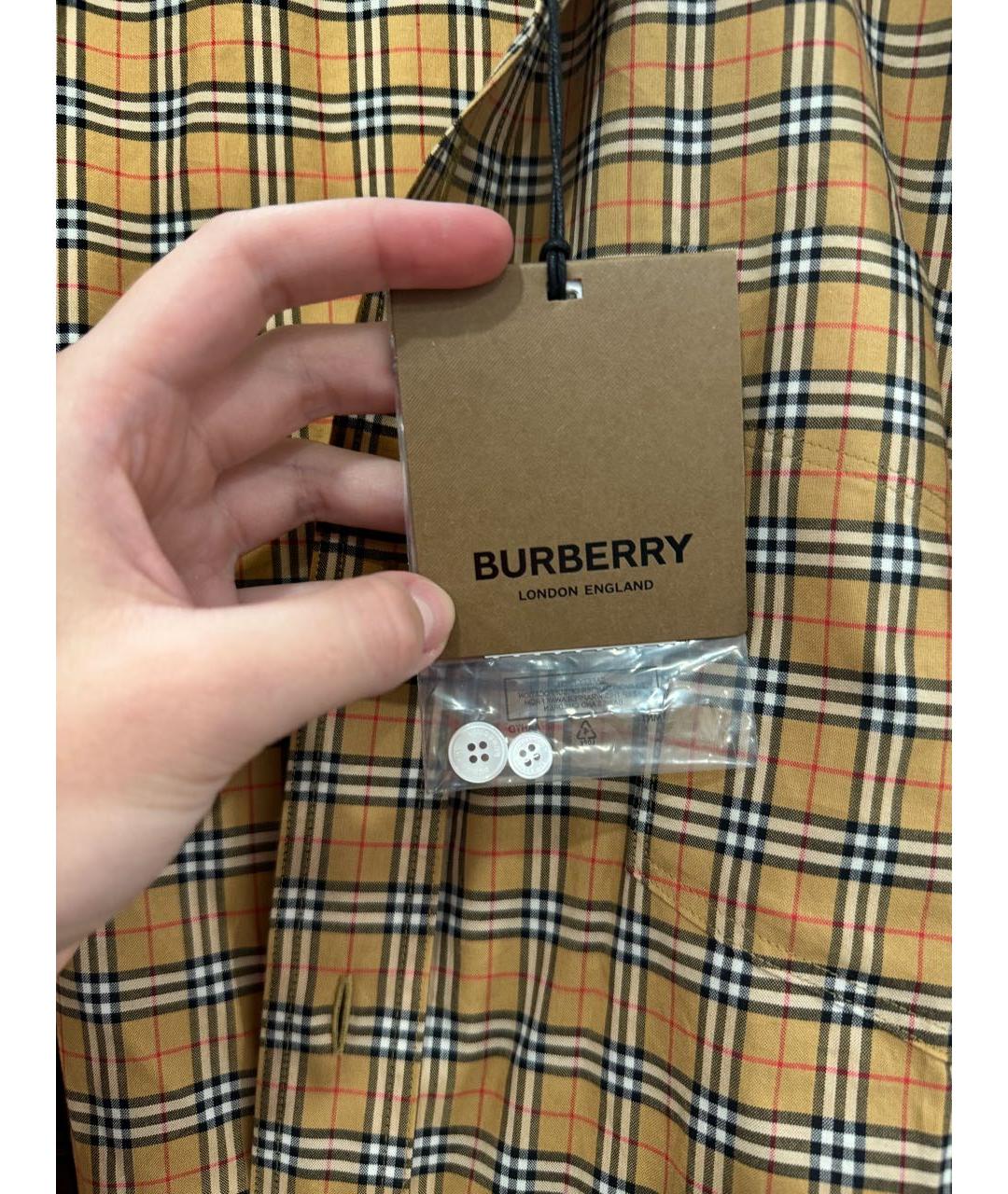 BURBERRY Коричневая хлопковая кэжуал рубашка, фото 2