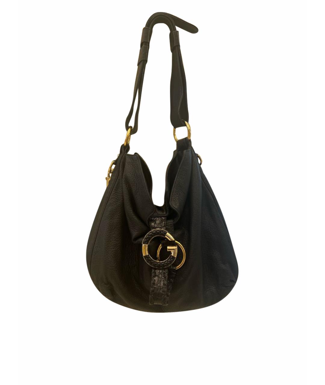 GUCCI Черная кожаная сумка тоут, фото 1