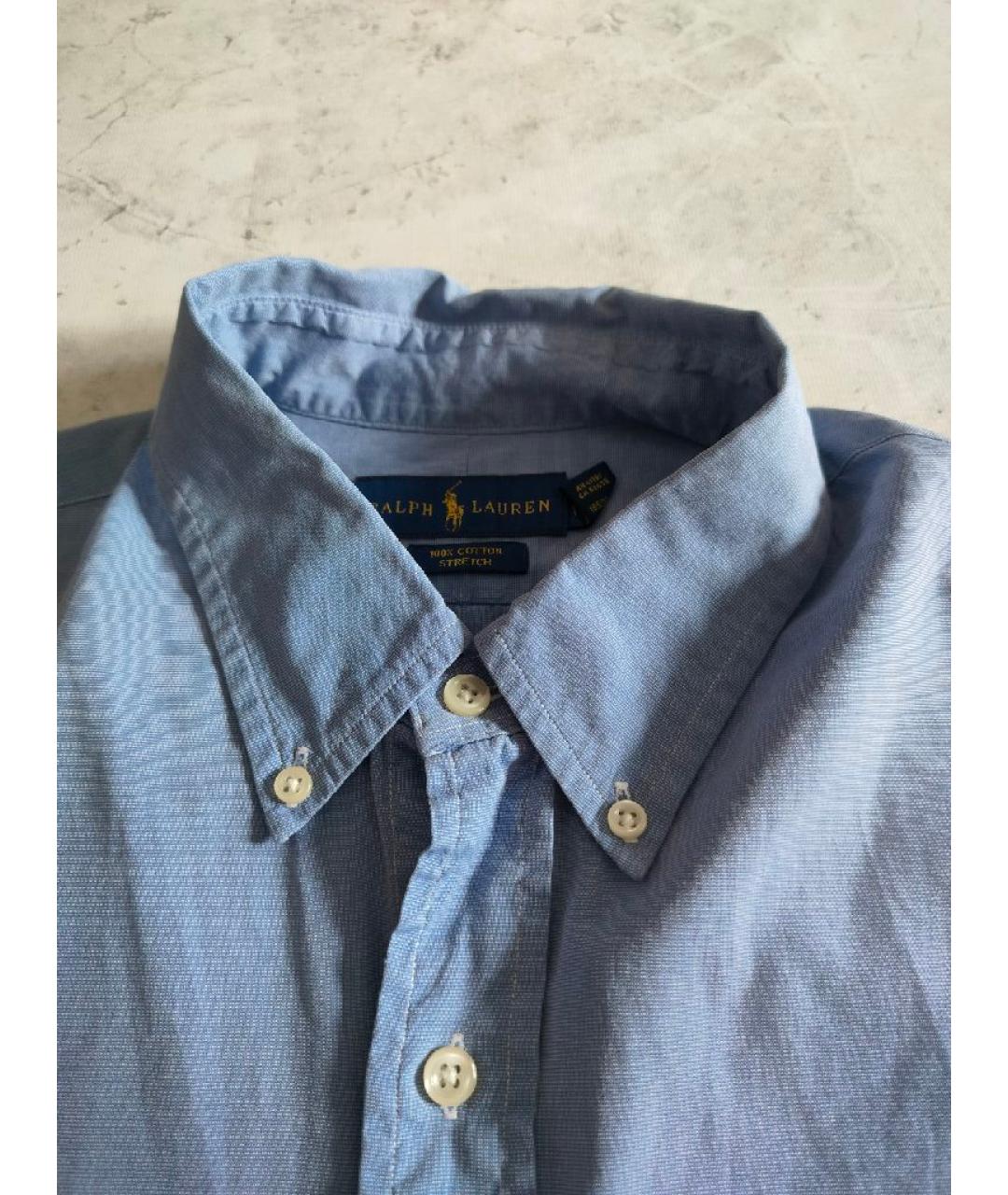 POLO RALPH LAUREN Голубая хлопковая классическая рубашка, фото 3