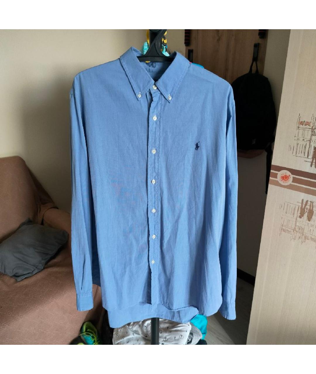POLO RALPH LAUREN Голубая хлопковая классическая рубашка, фото 2