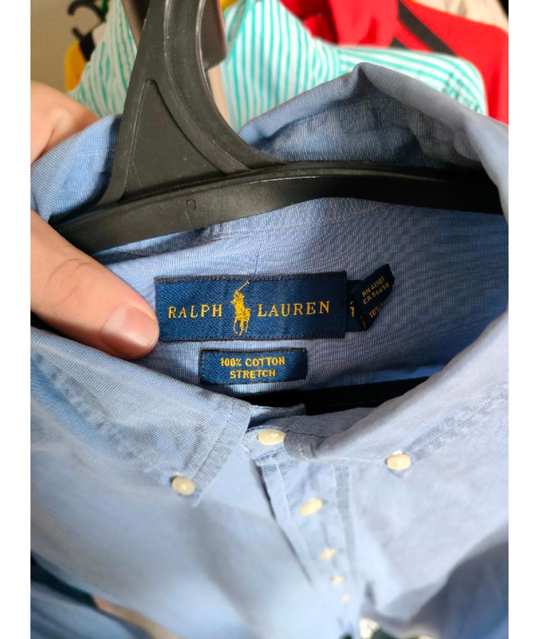 POLO RALPH LAUREN Голубая хлопковая классическая рубашка, фото 5