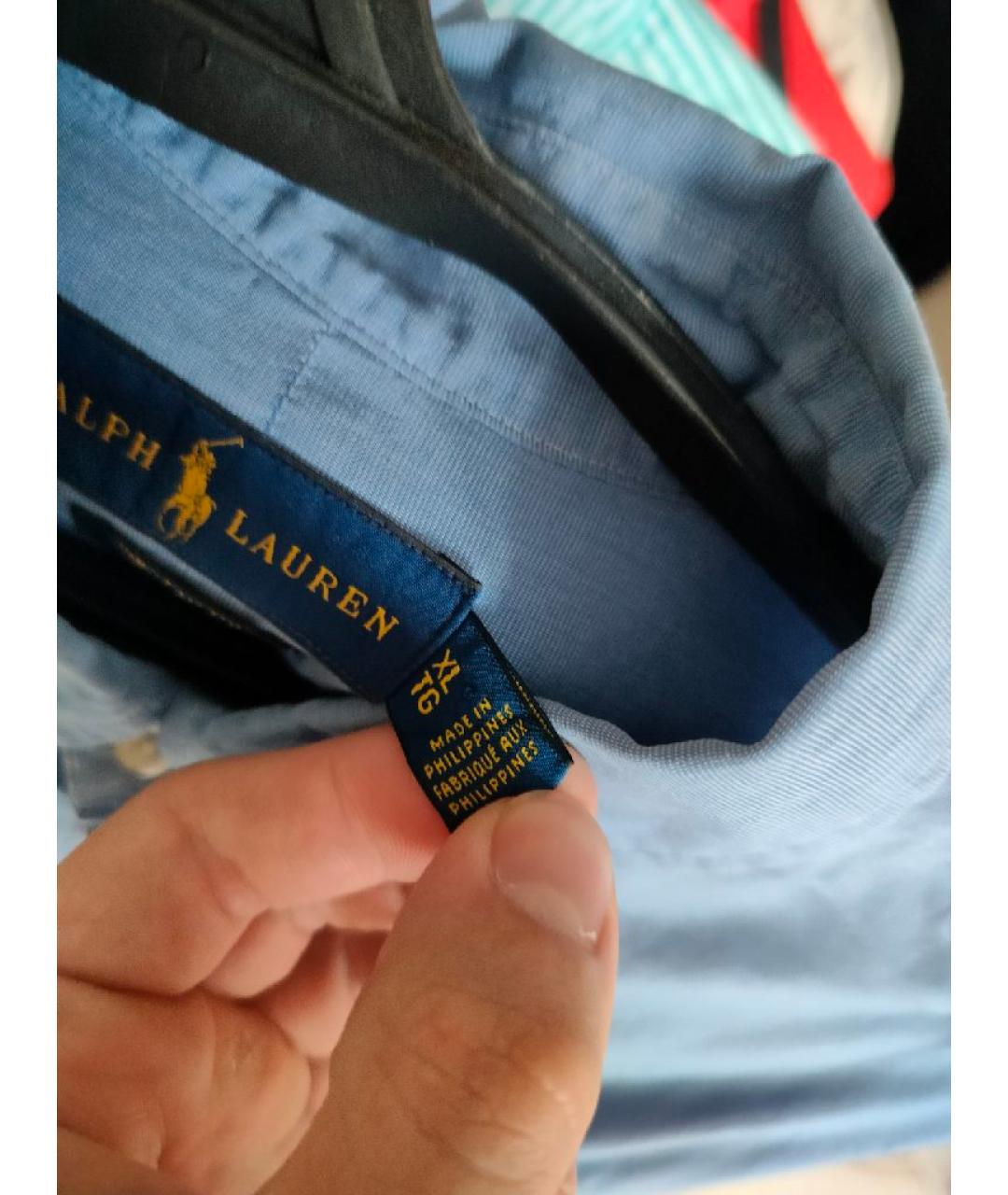 POLO RALPH LAUREN Голубая хлопковая классическая рубашка, фото 6