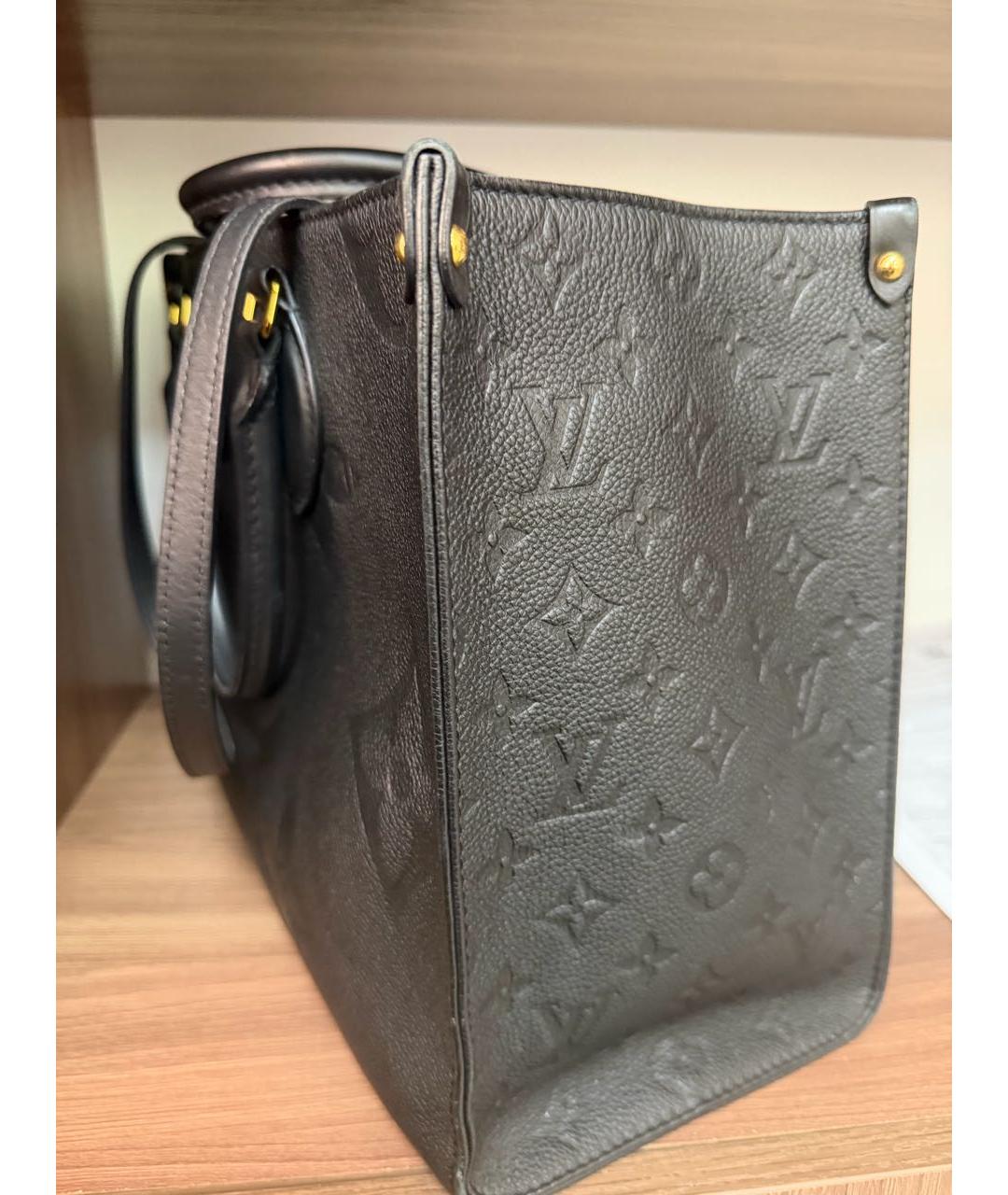 LOUIS VUITTON Черная кожаная сумка тоут, фото 3