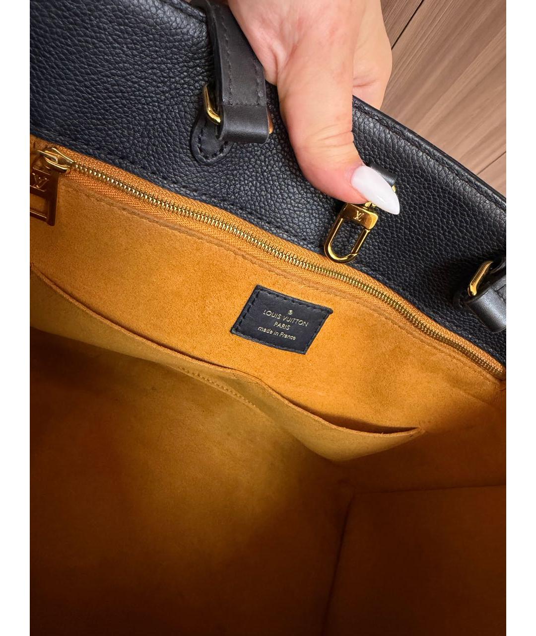 LOUIS VUITTON Черная кожаная сумка тоут, фото 5