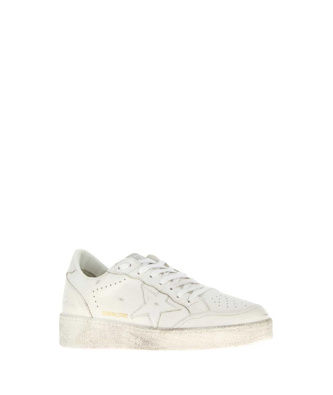 GOLDEN GOOSE Белые кожаные низкие кроссовки / кеды, фото 2