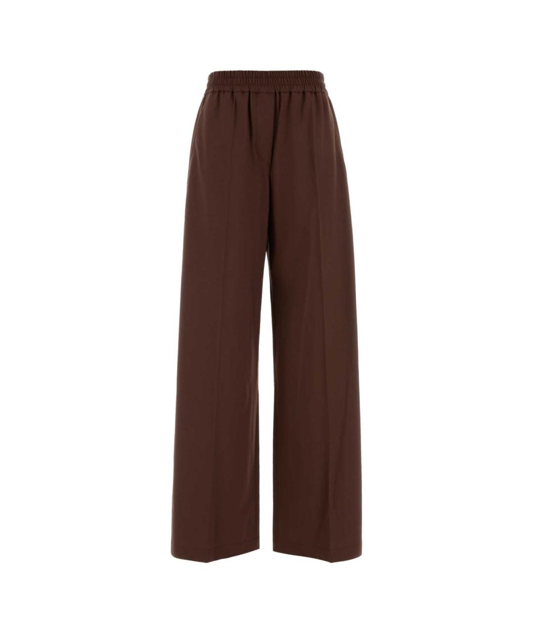 BRUNELLO CUCINELLI Коричневые шерстяные прямые брюки, фото 1