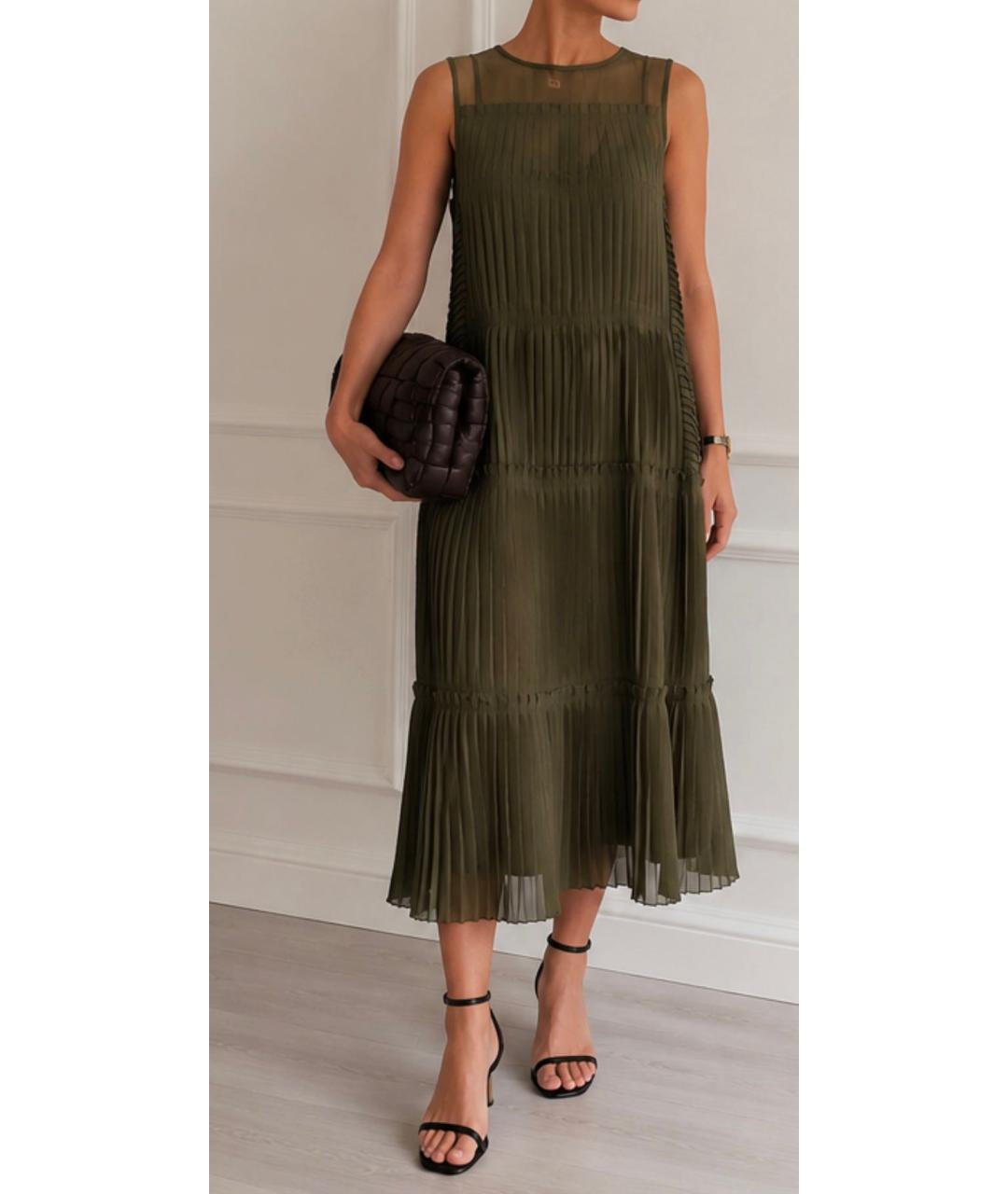 VERA WANG Хаки коктейльное платье, фото 7