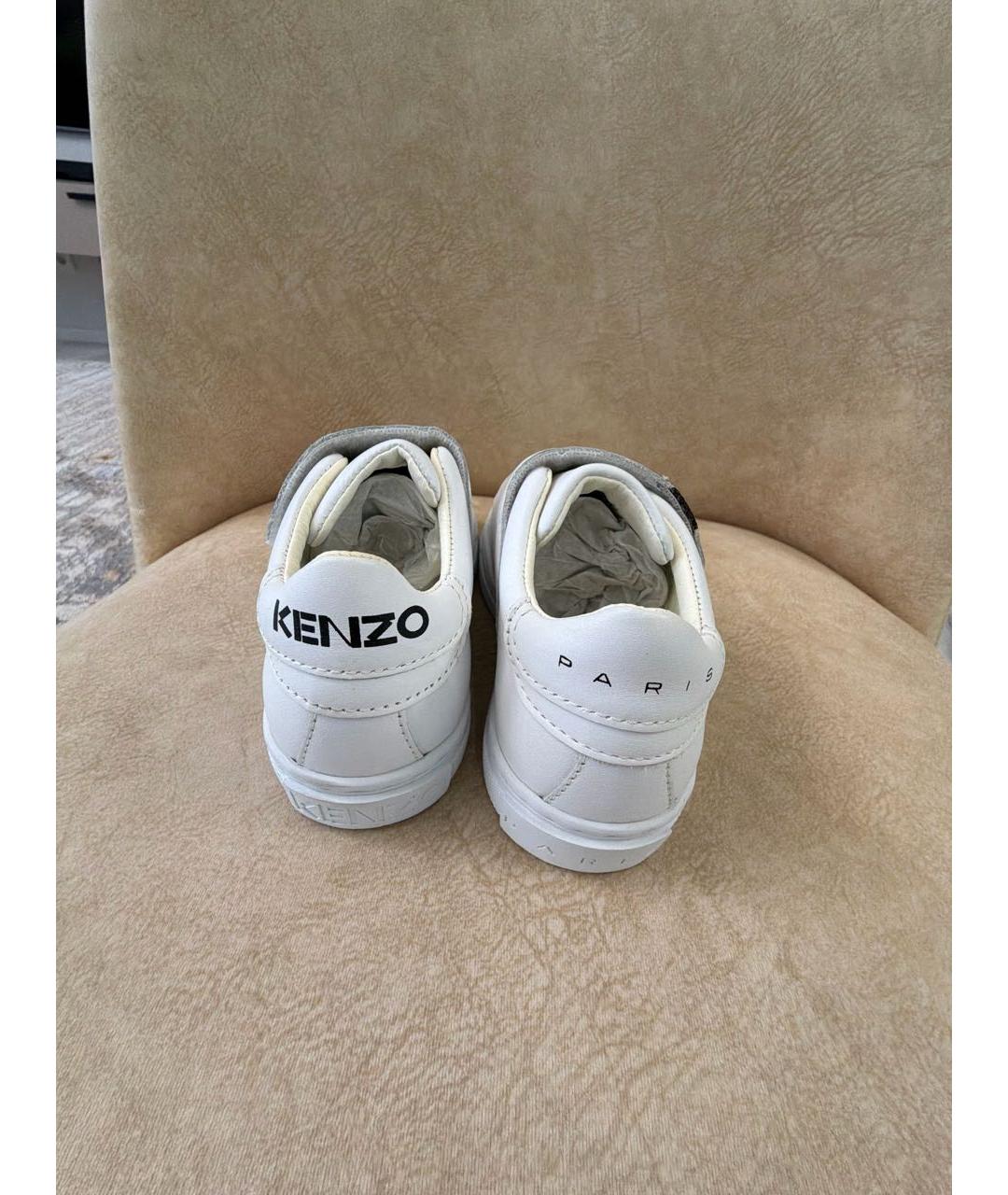 KENZO Белые кожаные кеды, фото 4