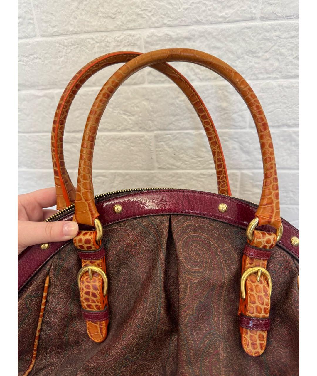 ETRO Коричневая канва сумка с короткими ручками, фото 6