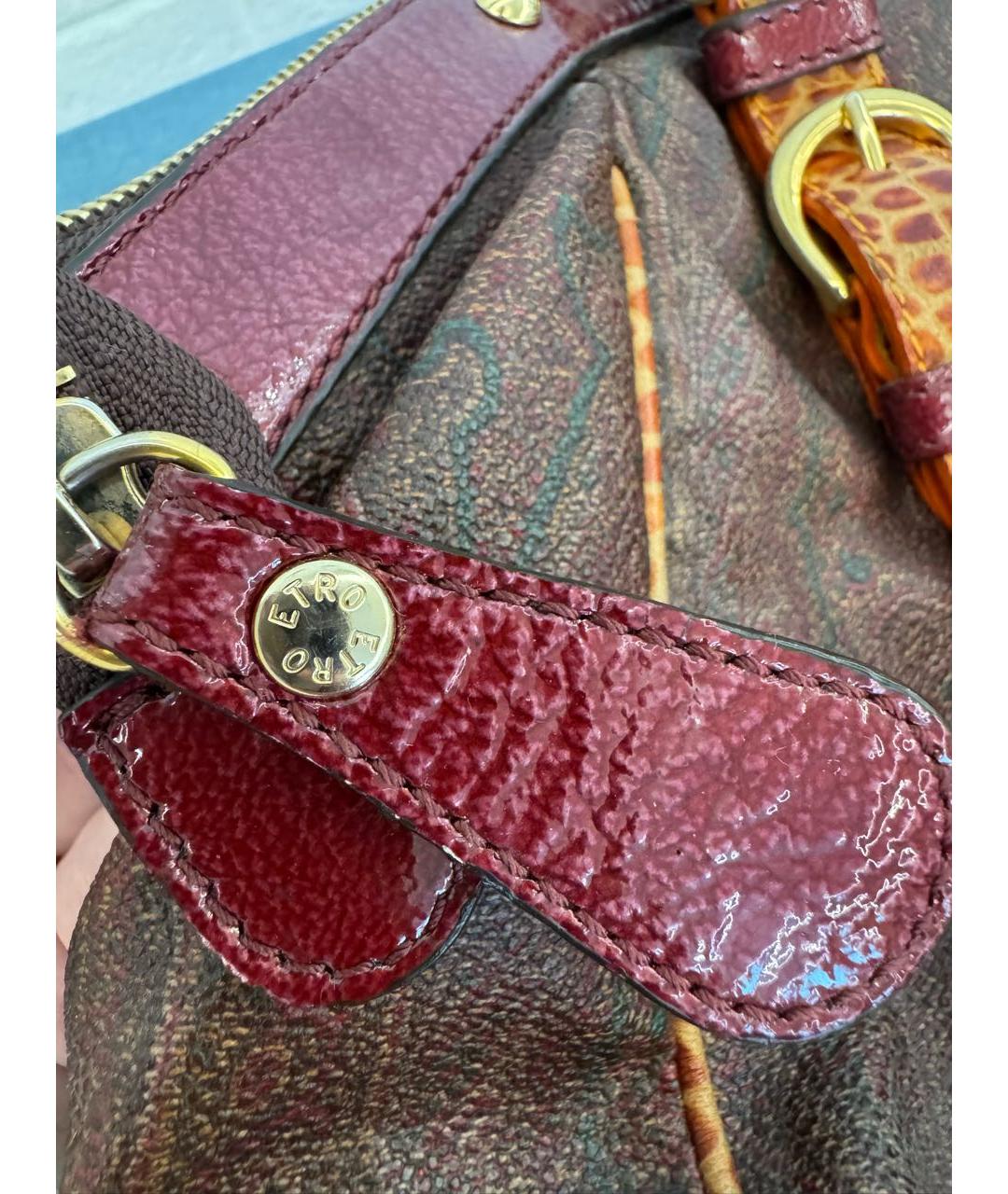 ETRO Коричневая канва сумка с короткими ручками, фото 7