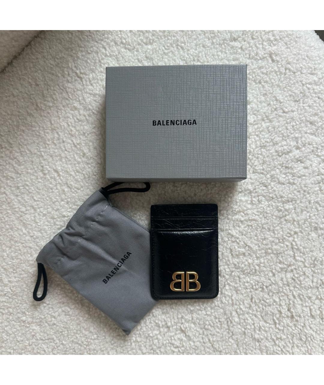 BALENCIAGA Черный кардхолдер из лакированной кожи, фото 3