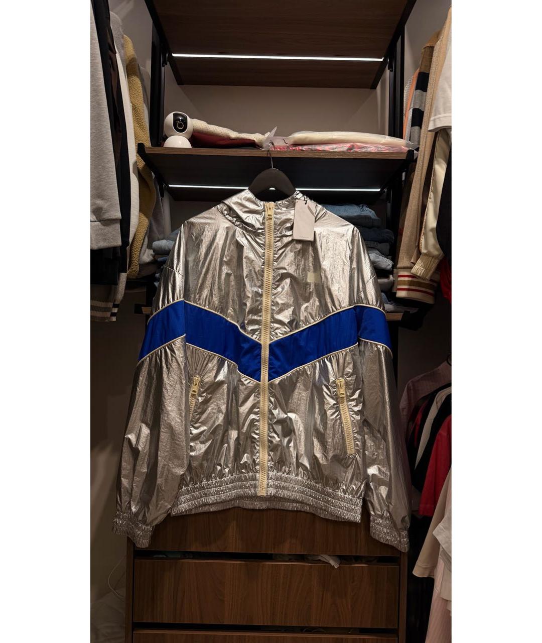 GOLDEN GOOSE Серебряная нейлоновая куртка, фото 2
