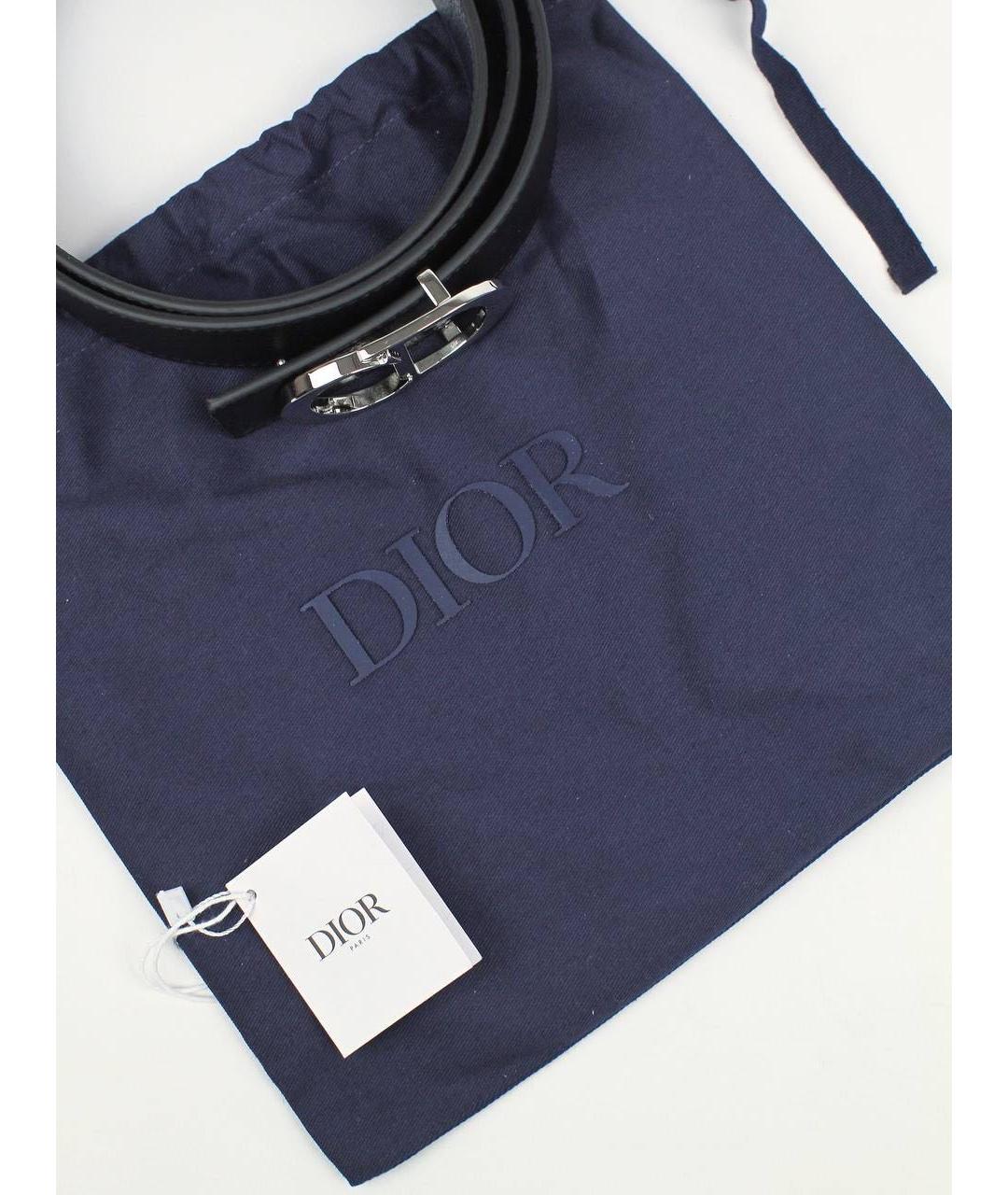 CHRISTIAN DIOR Темно-синий кожаный ремень, фото 6