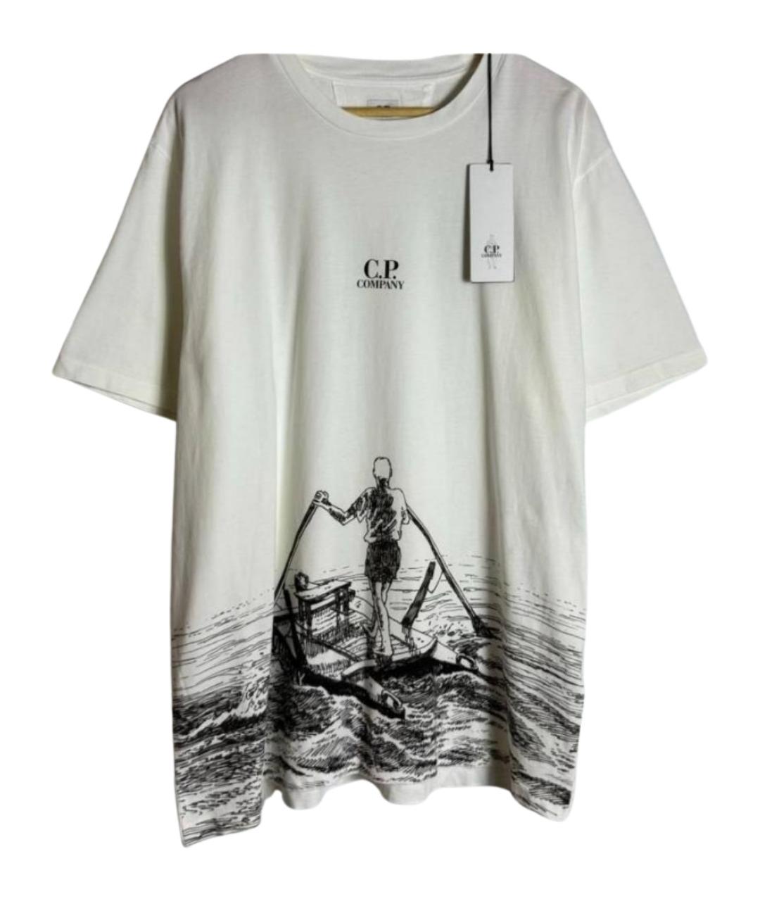 CP COMPANY Белая хлопковая футболка, фото 1
