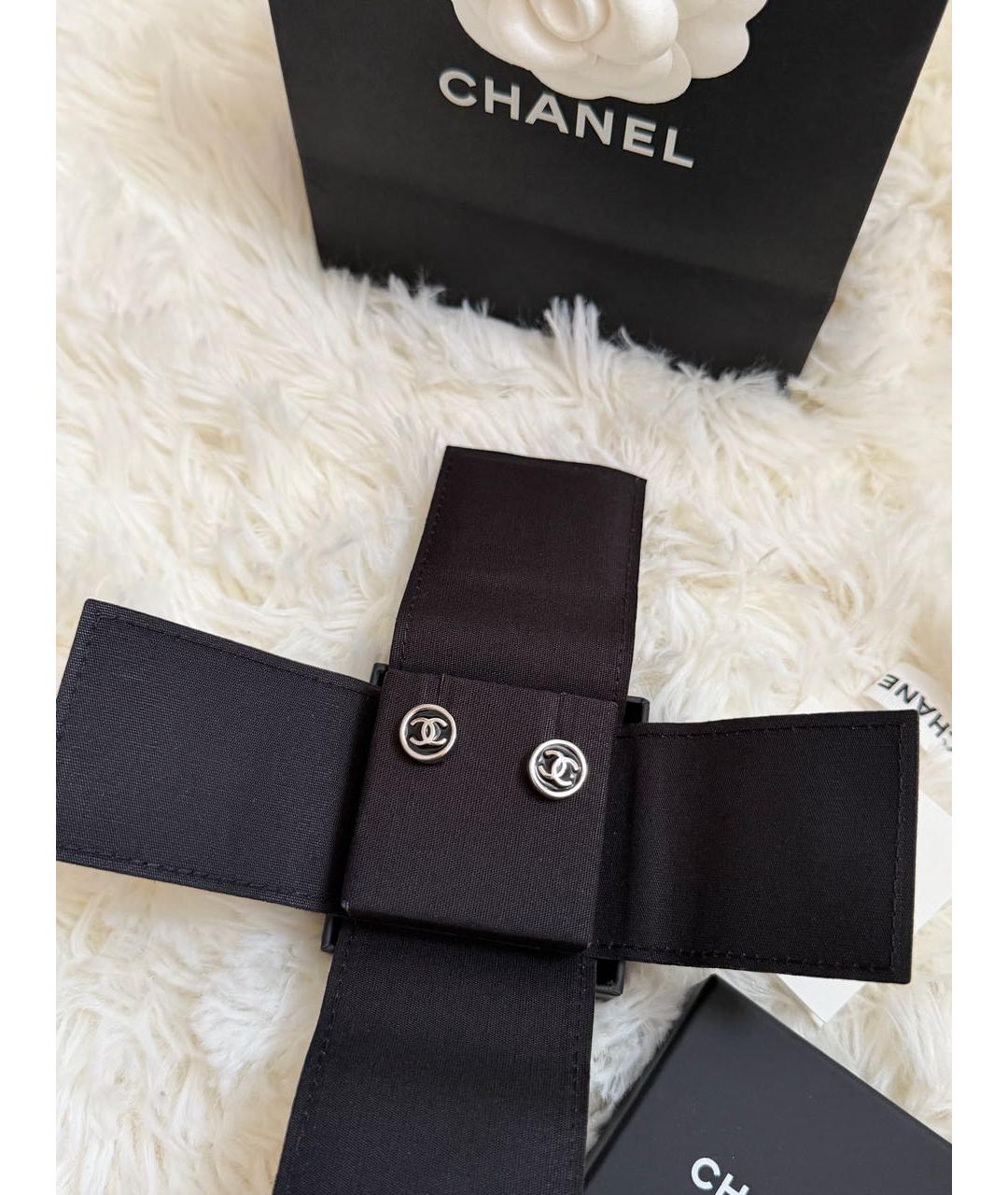 CHANEL Черные металлические серьги, фото 2