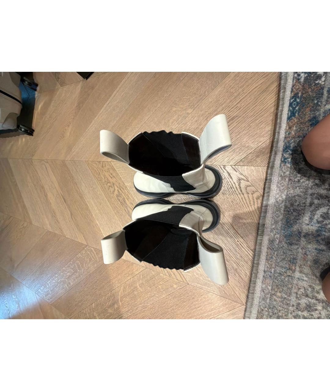 BOTTEGA VENETA Белые кожаные ботинки, фото 3