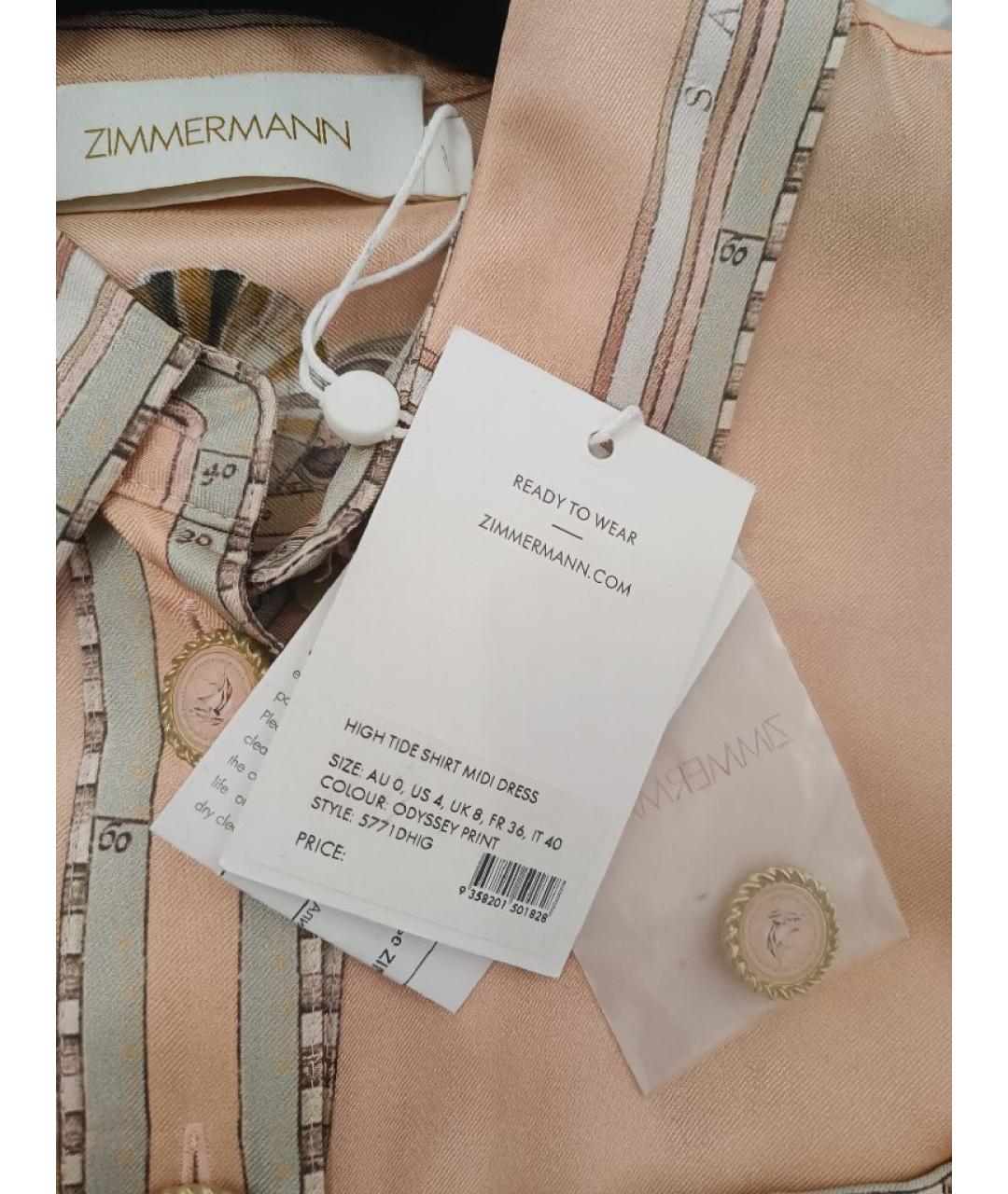 ZIMMERMANN Коралловое шелковое повседневное платье, фото 3
