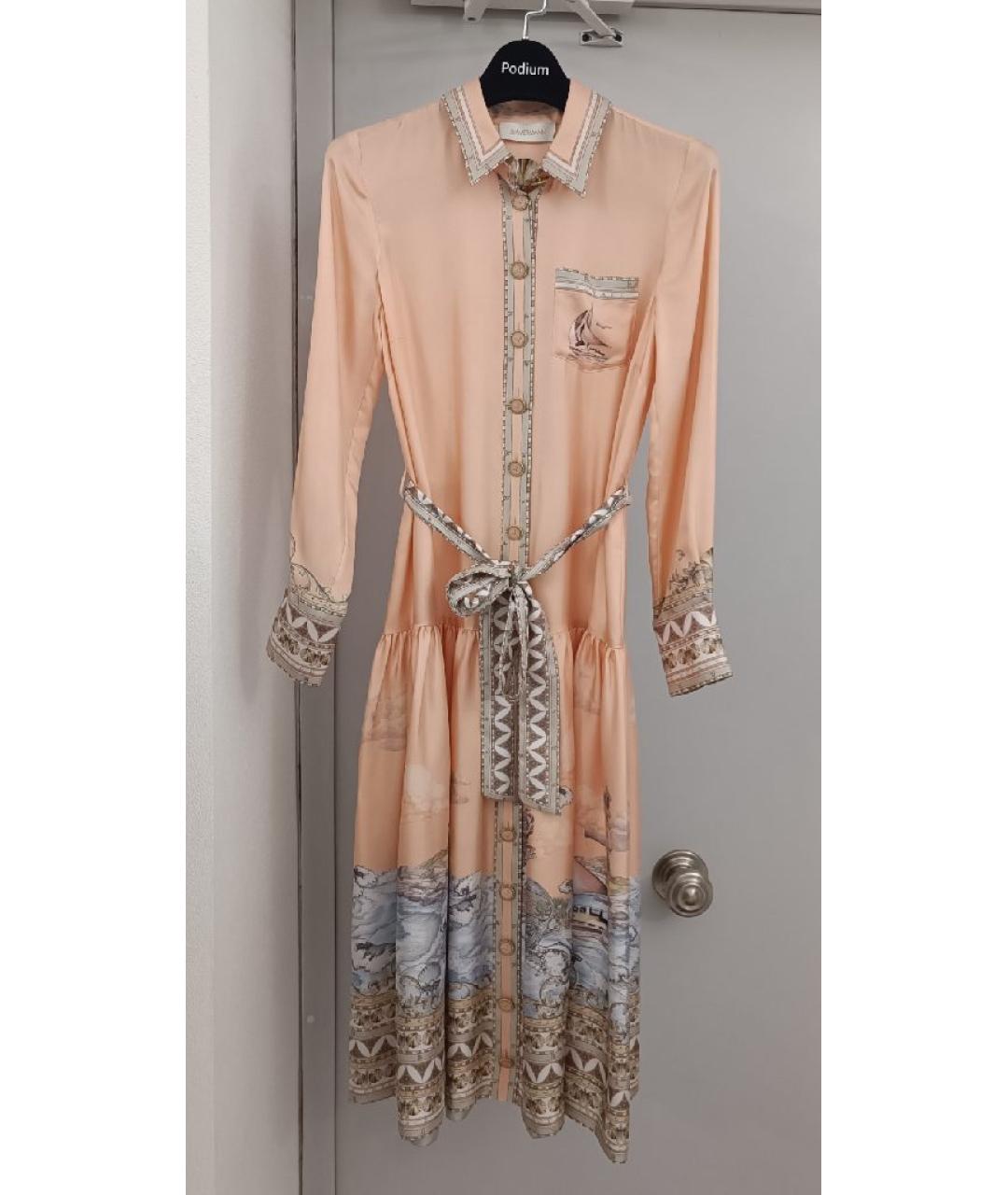ZIMMERMANN Коралловое шелковое повседневное платье, фото 6