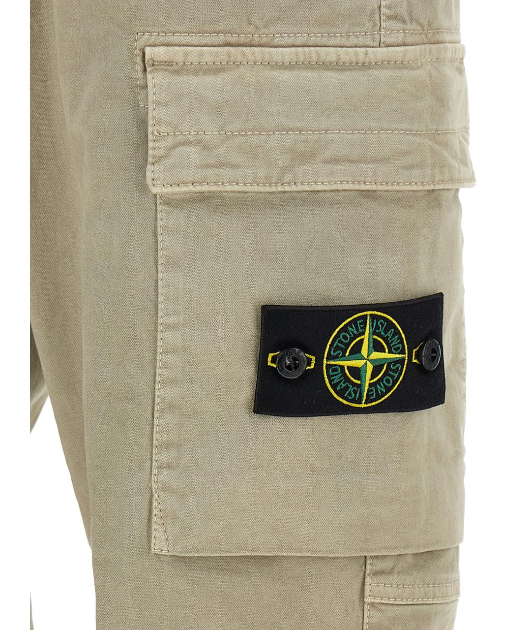 STONE ISLAND Бежевые хлопковые повседневные брюки, фото 5