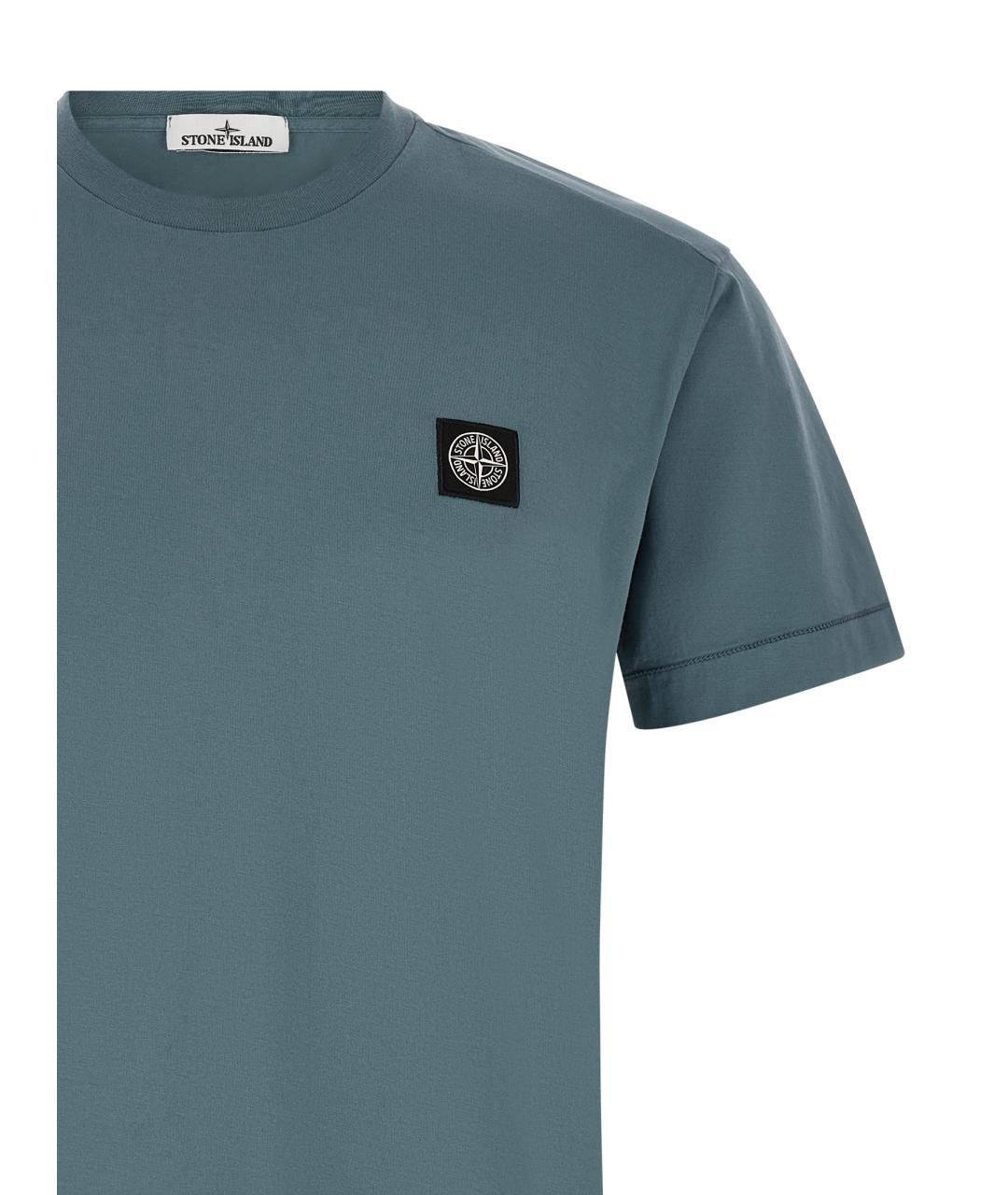 STONE ISLAND Синяя хлопковая футболка, фото 3
