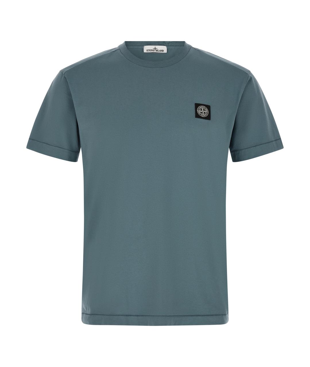 STONE ISLAND Синяя хлопковая футболка, фото 1