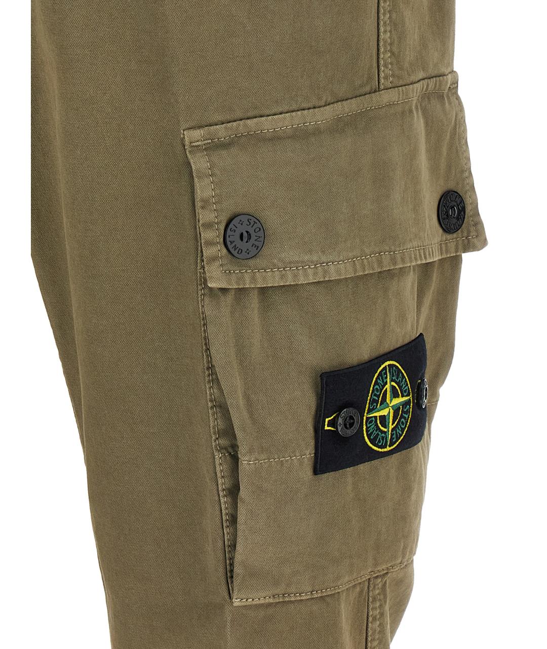 STONE ISLAND Зеленые хлопковые повседневные брюки, фото 5