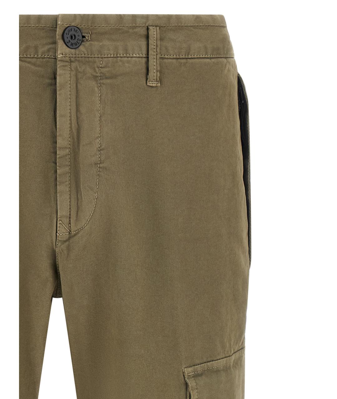 STONE ISLAND Зеленые хлопковые повседневные брюки, фото 3