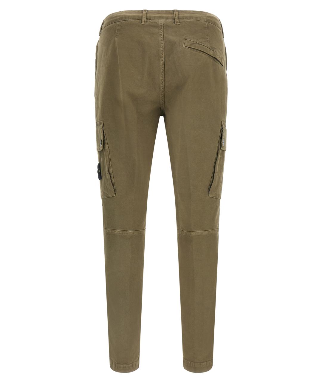 STONE ISLAND Зеленые хлопковые повседневные брюки, фото 2