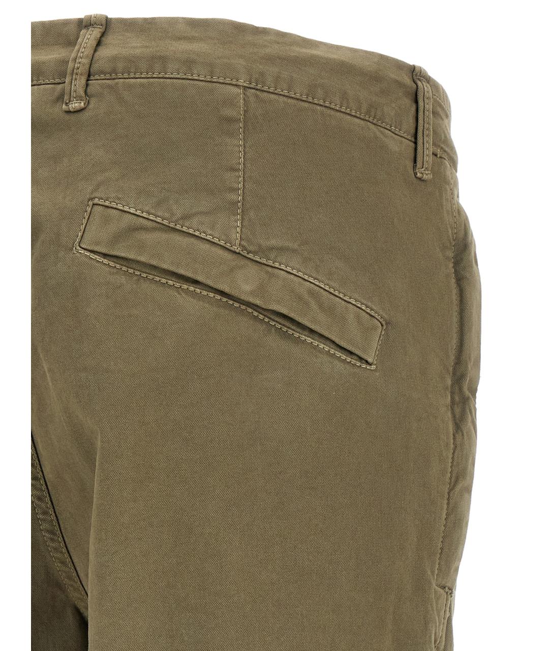 STONE ISLAND Зеленые хлопковые повседневные брюки, фото 4