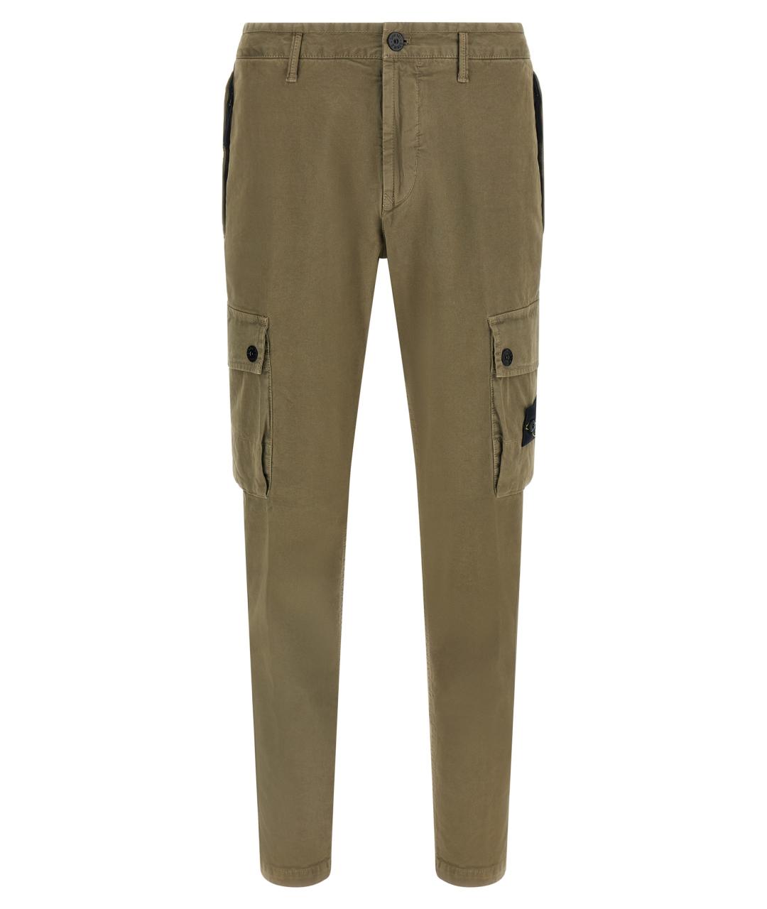 STONE ISLAND Зеленые хлопковые повседневные брюки, фото 1