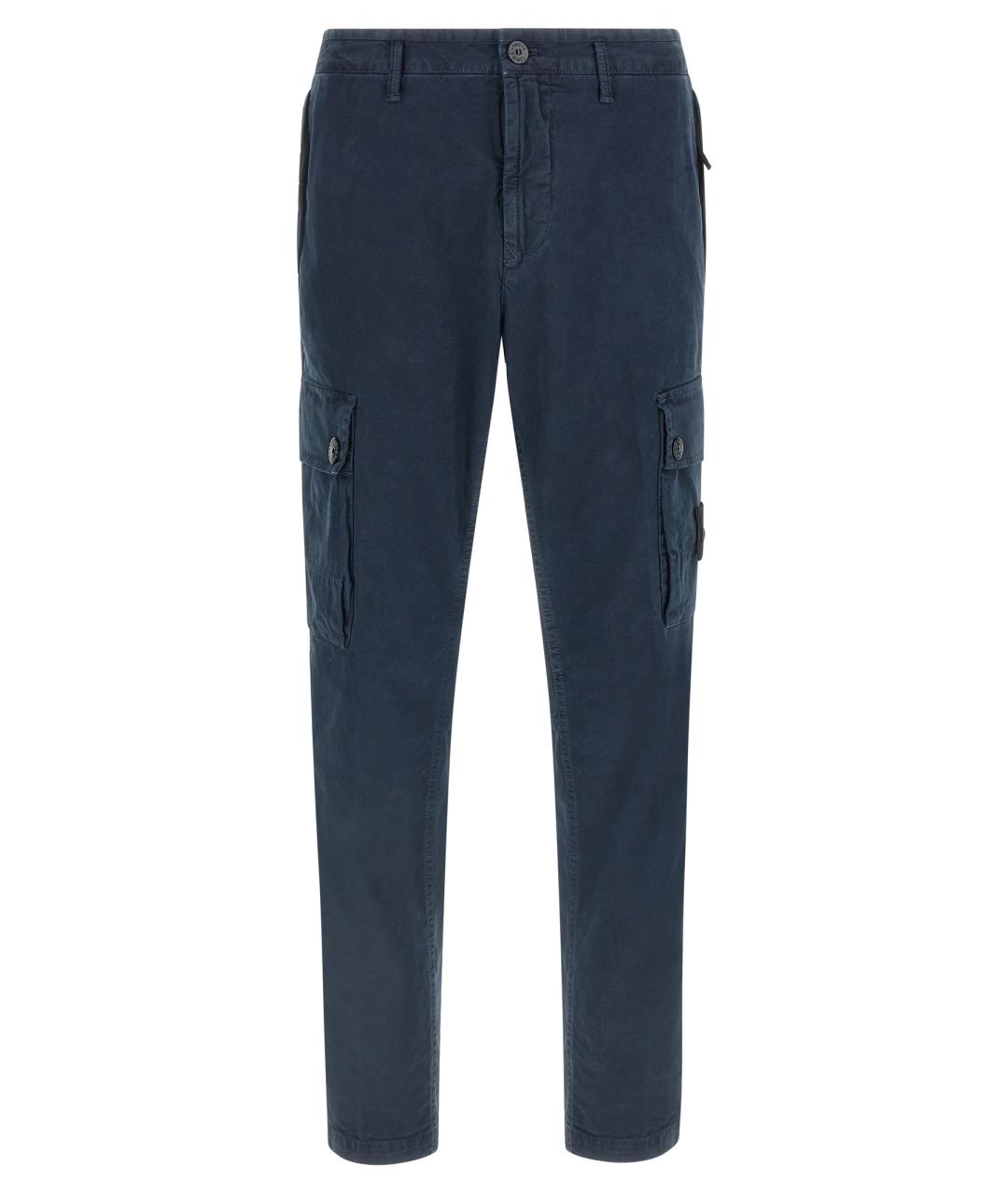 STONE ISLAND Синие хлопковые повседневные брюки, фото 1
