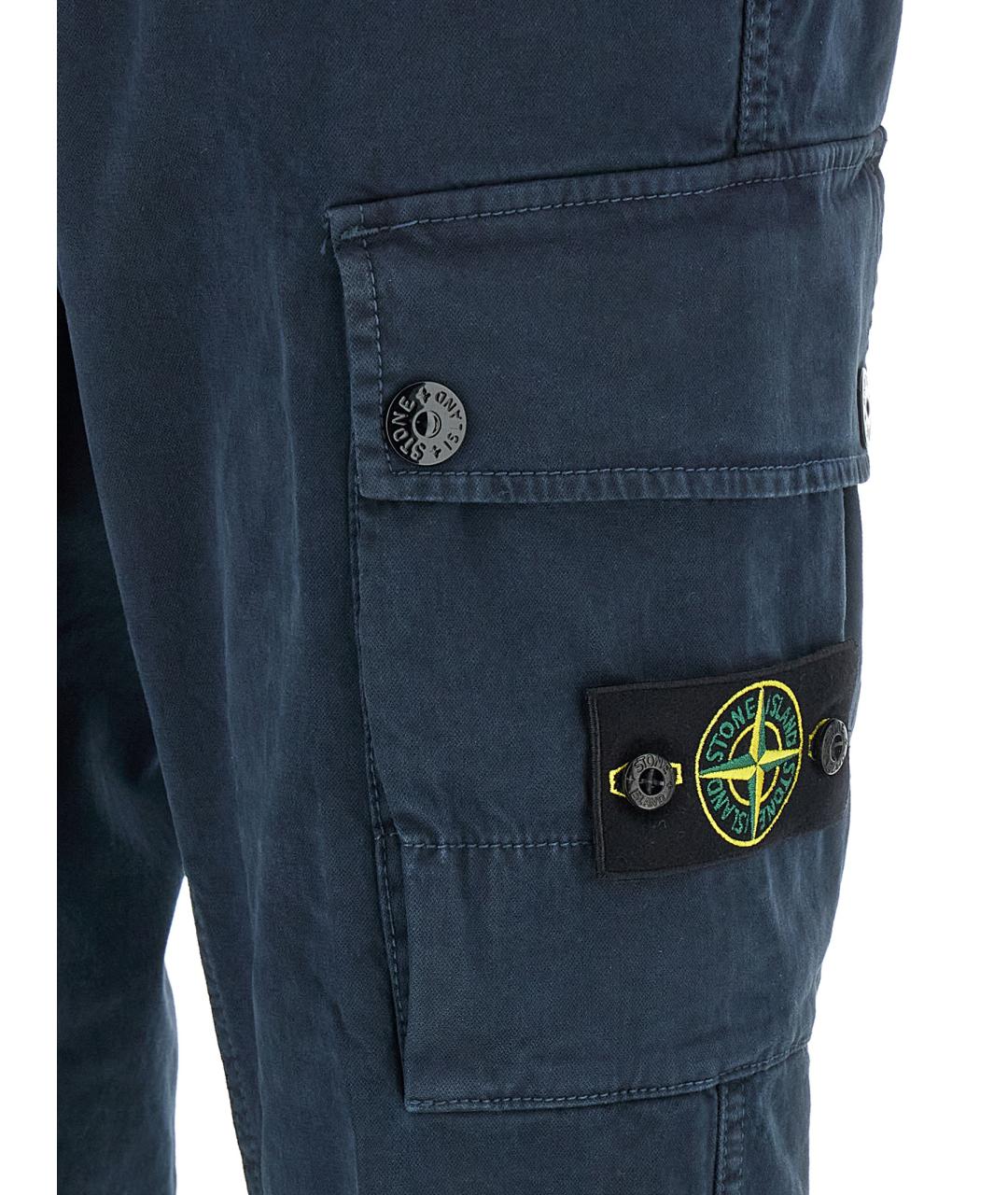 STONE ISLAND Синие хлопковые повседневные брюки, фото 5
