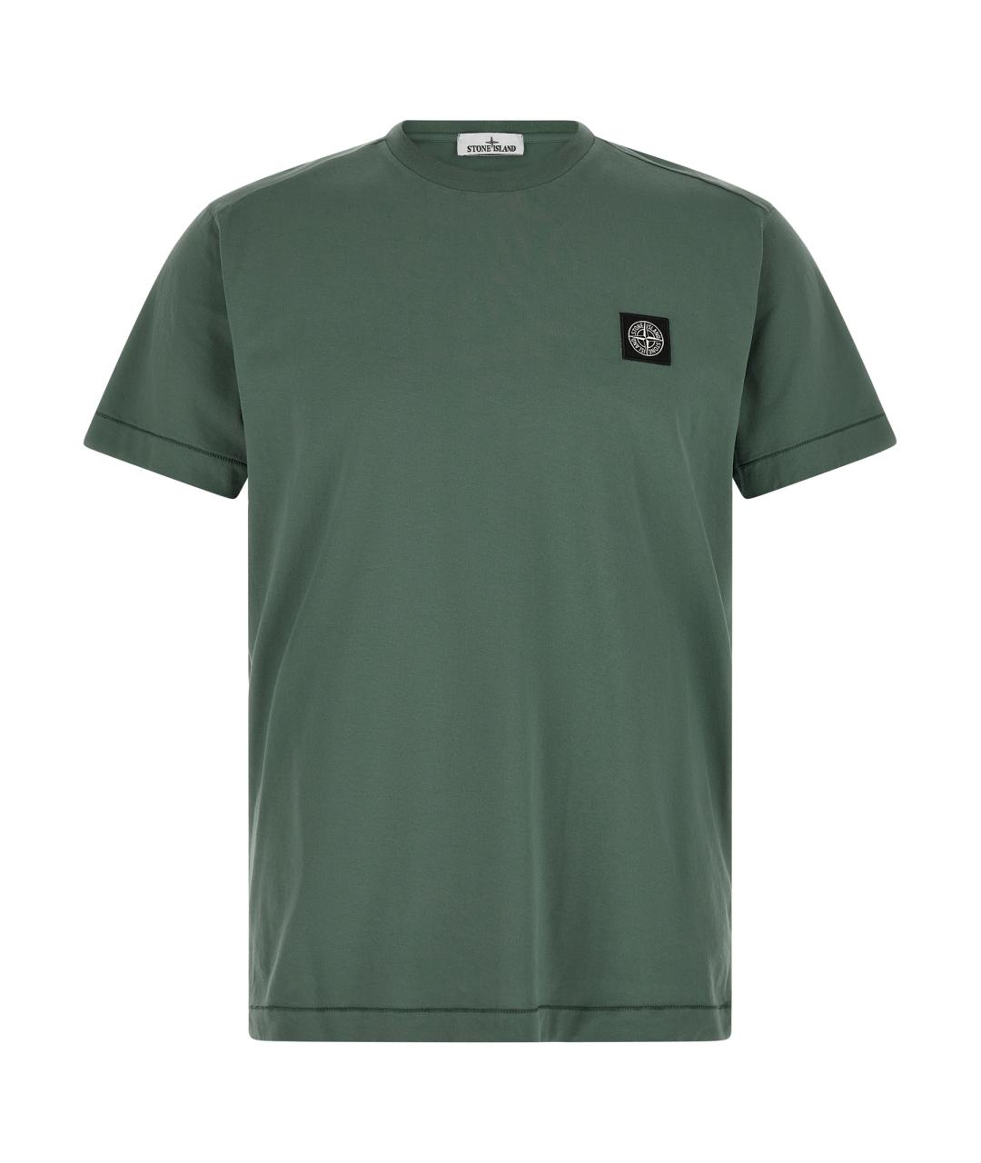 STONE ISLAND Зеленая хлопковая футболка, фото 1