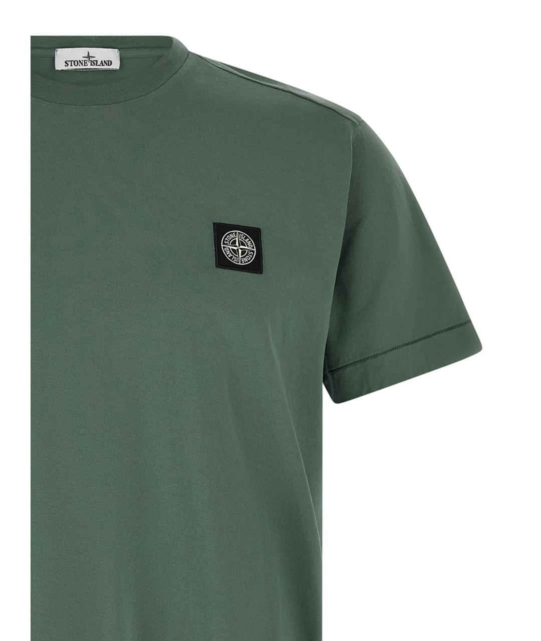 STONE ISLAND Зеленая хлопковая футболка, фото 3