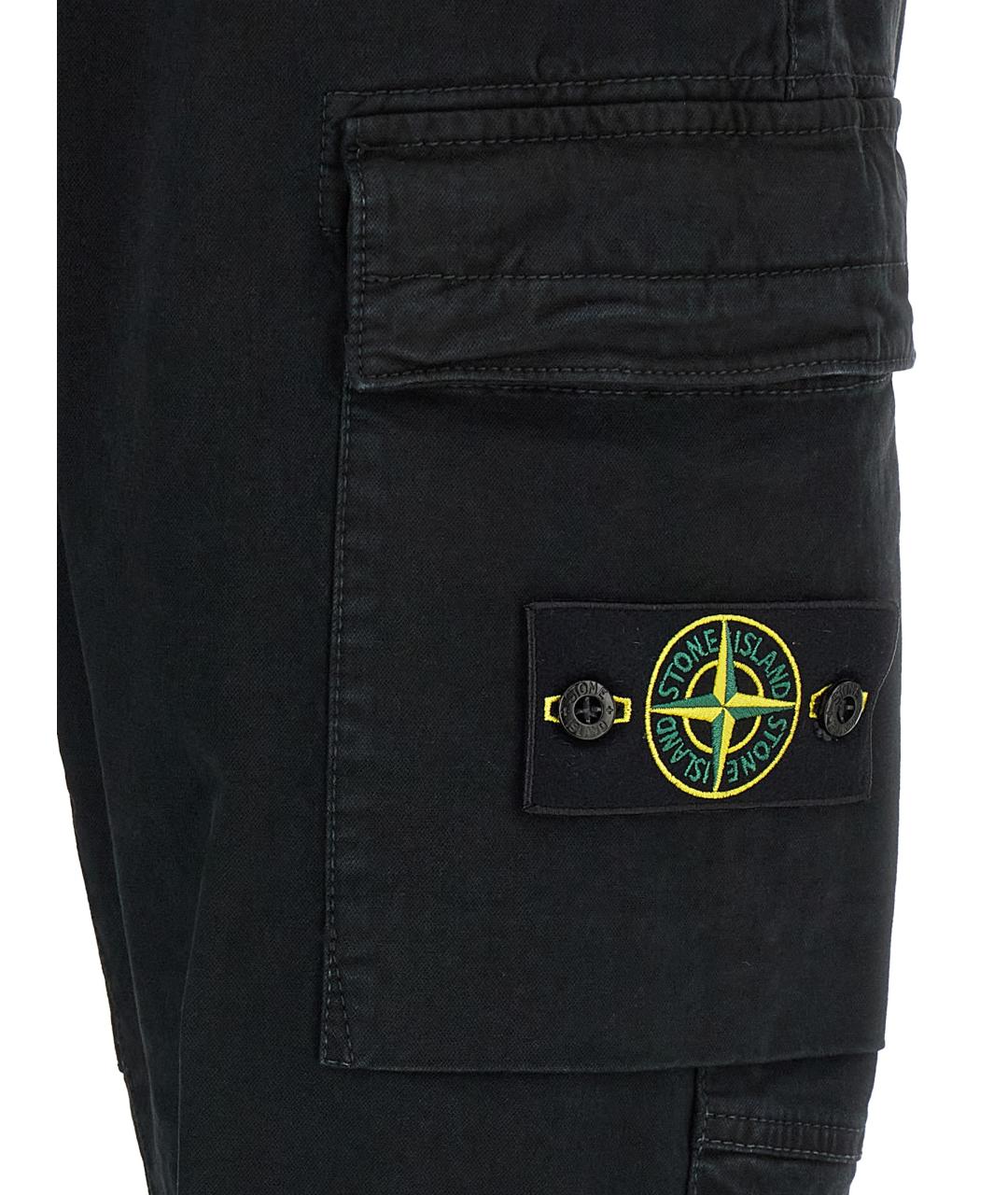 STONE ISLAND Черные хлопковые повседневные брюки, фото 5
