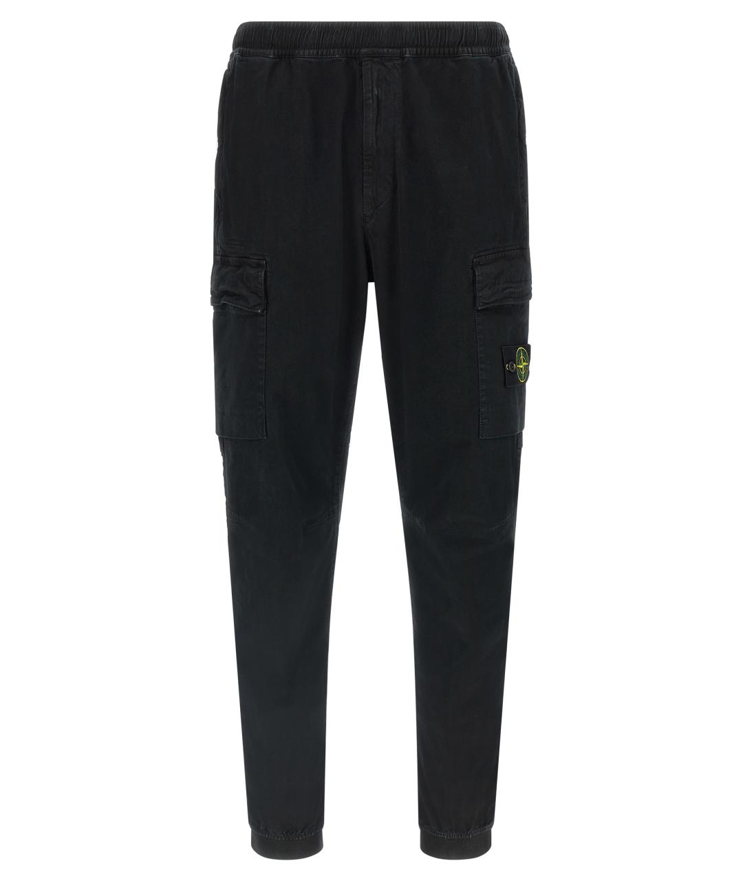 STONE ISLAND Черные хлопковые повседневные брюки, фото 1