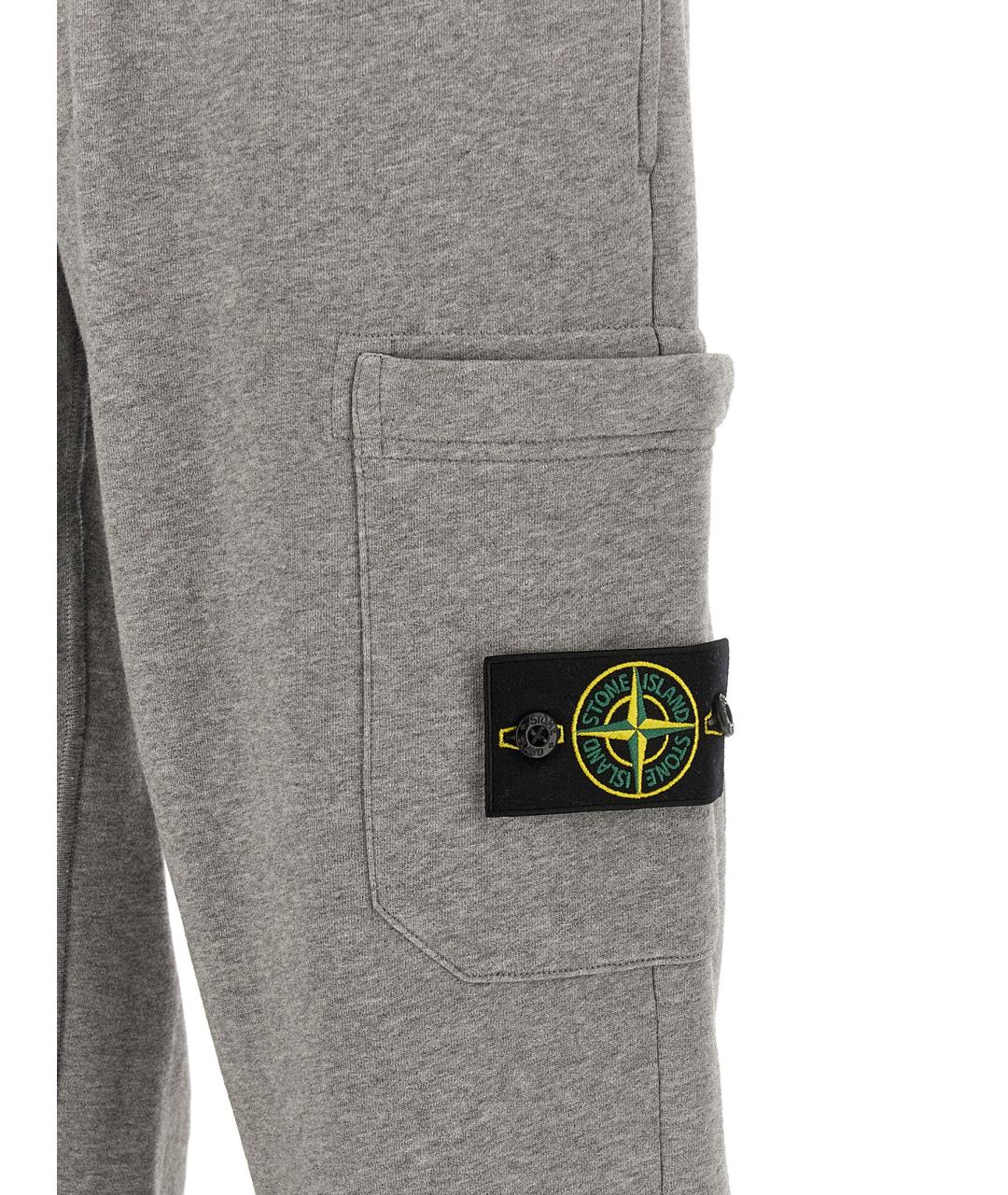 STONE ISLAND Серые хлопковые повседневные брюки, фото 4