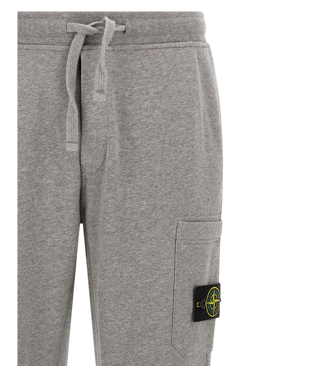 STONE ISLAND Серые хлопковые повседневные брюки, фото 3
