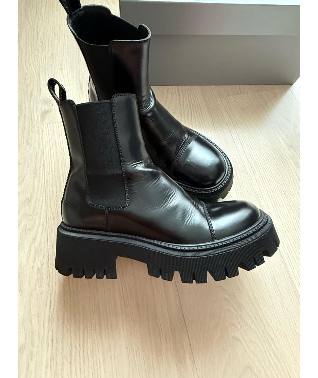 BALENCIAGA Черные кожаные низкие ботинки, фото 4