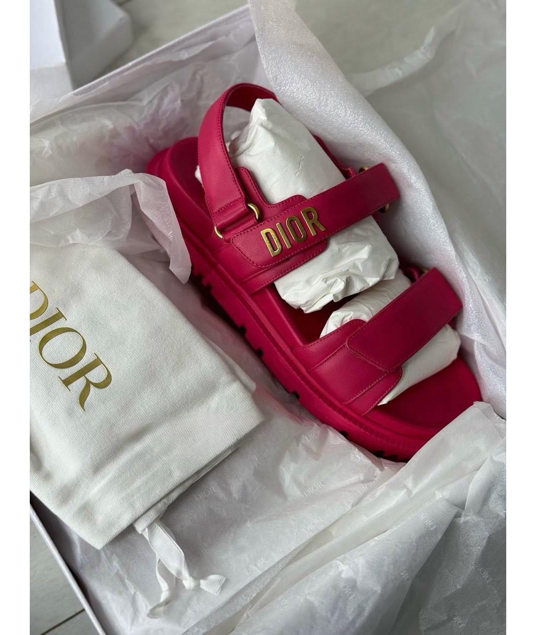CHRISTIAN DIOR Фуксия кожаные сандалии, фото 4