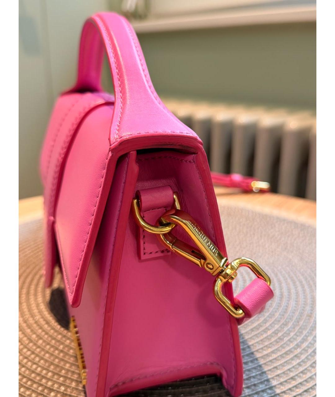 JACQUEMUS Фуксия кожаная сумка через плечо, фото 6